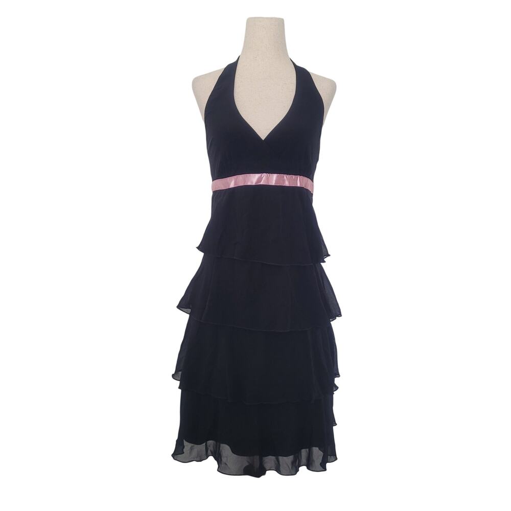 VTG Y2K Babydoll Halter Tiered Dress Size S Fairy Grunge Balletcore Coquette